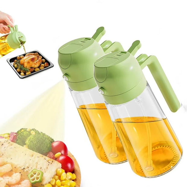 2-in-1 Olive Oil and Vinegar Spray Dispenser – Premium Plastic Cooking Bottle