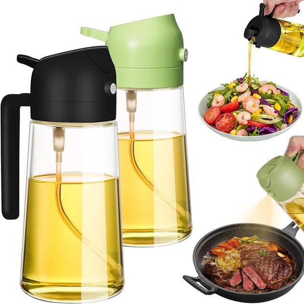 2-in-1 Olive Oil and Vinegar Spray Dispenser – Premium Plastic Cooking Bottle