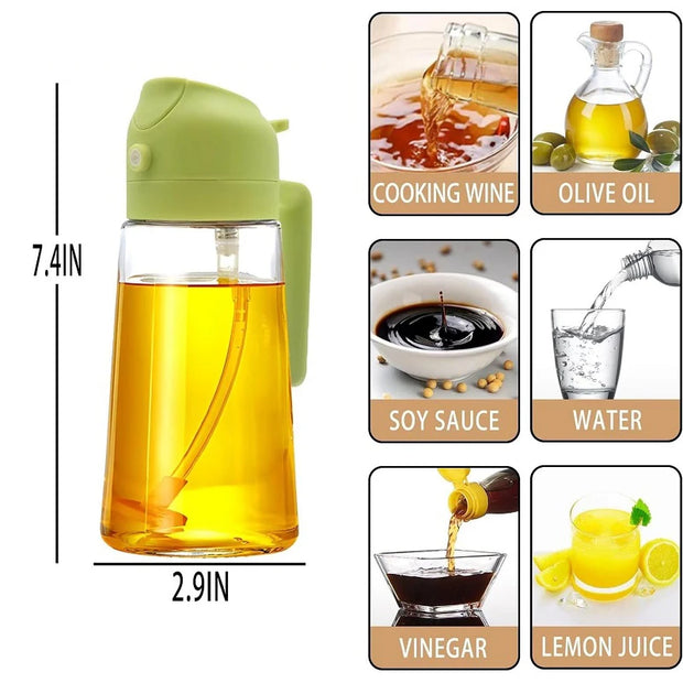 2-in-1 Olive Oil and Vinegar Spray Dispenser – Premium Plastic Cooking Bottle