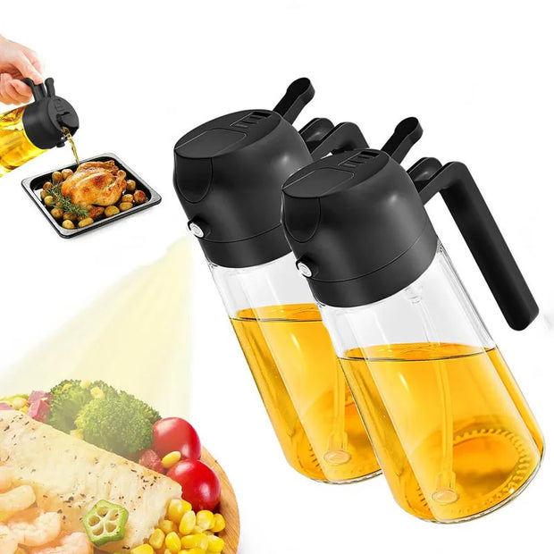 2-in-1 Olive Oil and Vinegar Spray Dispenser – Premium Plastic Cooking Bottle