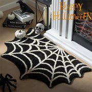 "Premium Black Spider Web Bath Mat – Non-Slip Halloween Decor for Entryway and Living Spaces"