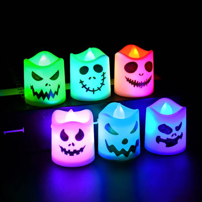 6-Pack LED Halloween Ghost & Pumpkin Lights – Multicolor Decorative Lamps for Haunted House and Party Decor