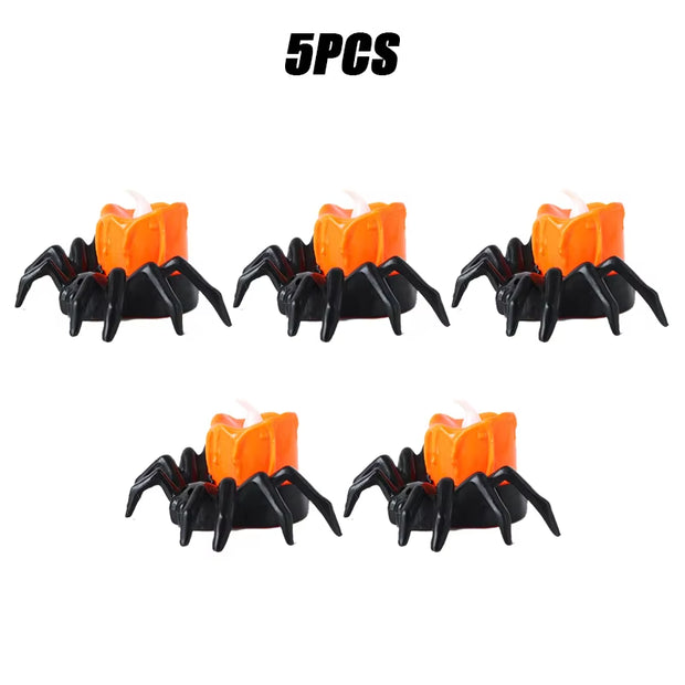 LED Spider Pumpkin Candle Lamp – Durable Halloween Decor for Home, Bar, and Haunted House Parties