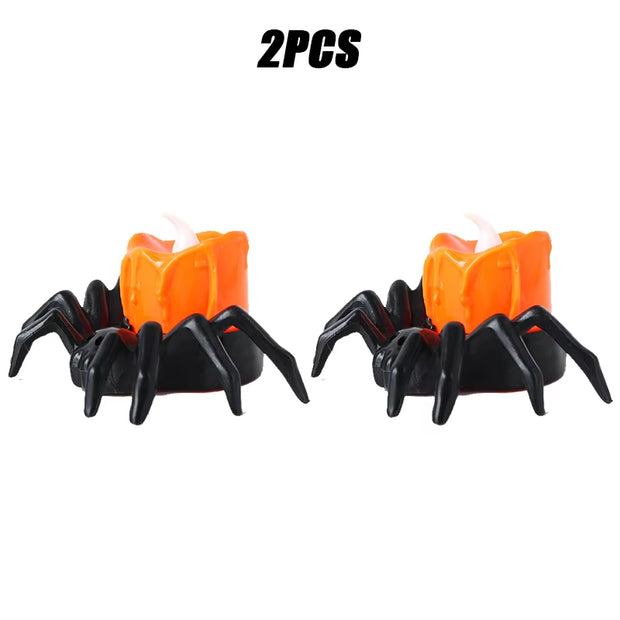 LED Spider Pumpkin Candle Lamp – Durable Halloween Decor for Home, Bar, and Haunted House Parties