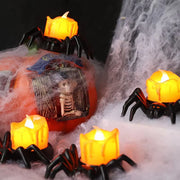 LED Spider Pumpkin Candle Lamp – Durable Halloween Decor for Home, Bar, and Haunted House Parties